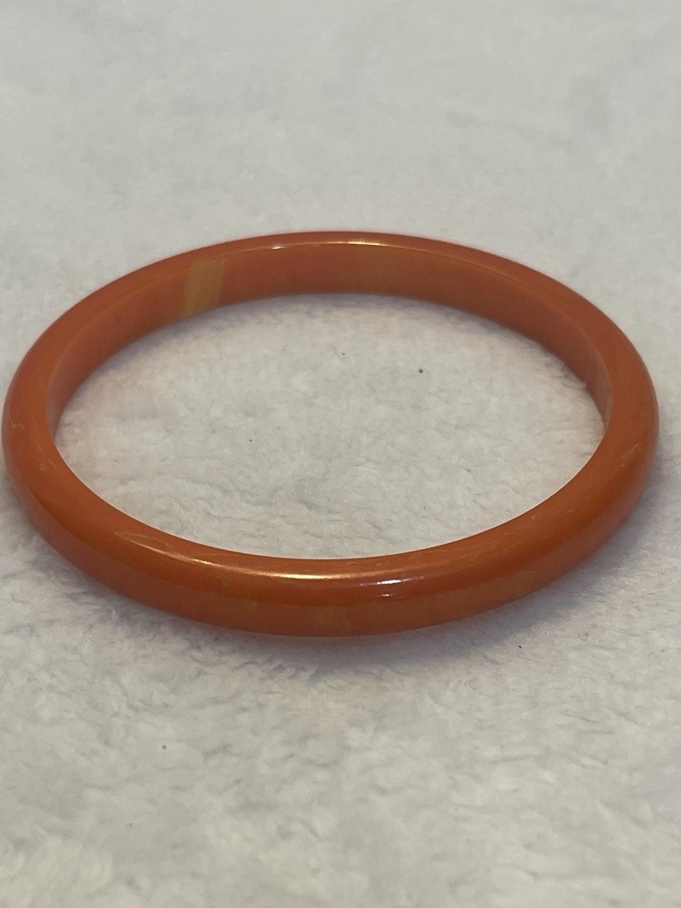 1940s Domed Orange Bakelite Bangle_Simichrome Tested