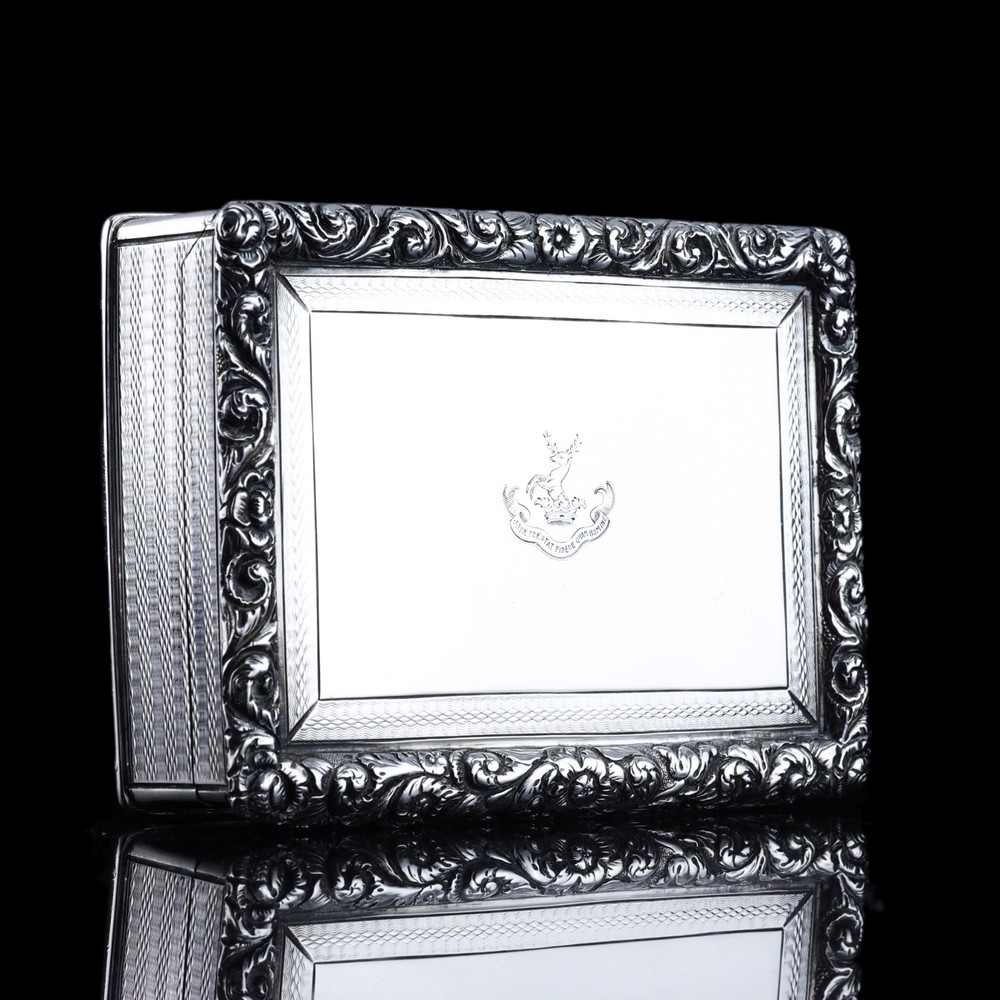 Antique Georgian Solid Silver Large Table Snuff Box - Joseph Willmore 1832