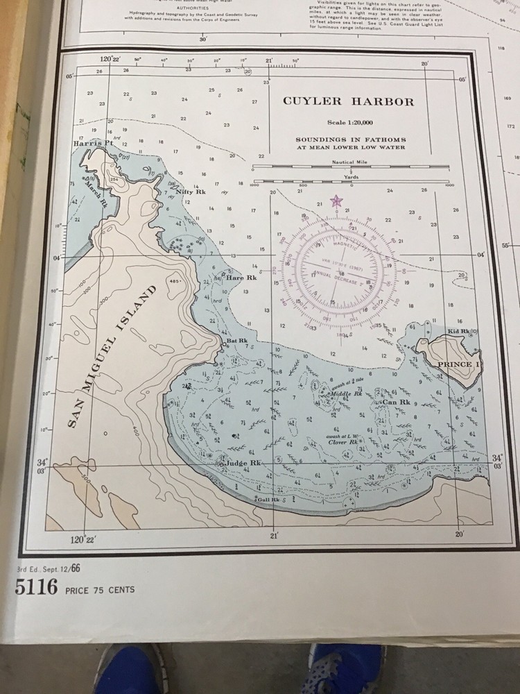 C&GS Chart San Miguel Passage 1966. Map 30” X 40”