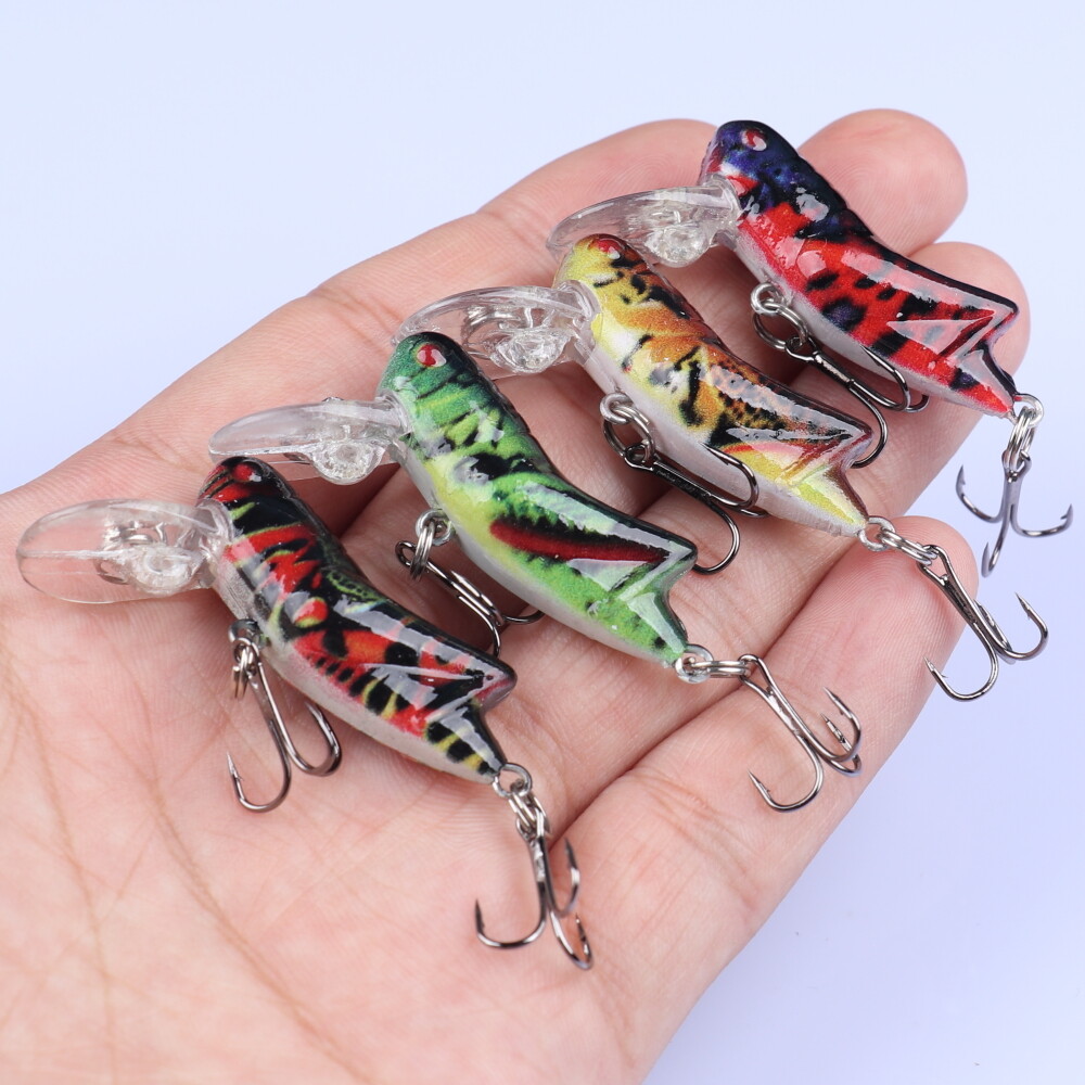 12pcs Artificial Hard Bait With Sharp Hook, Topwater Grasshopper Lure