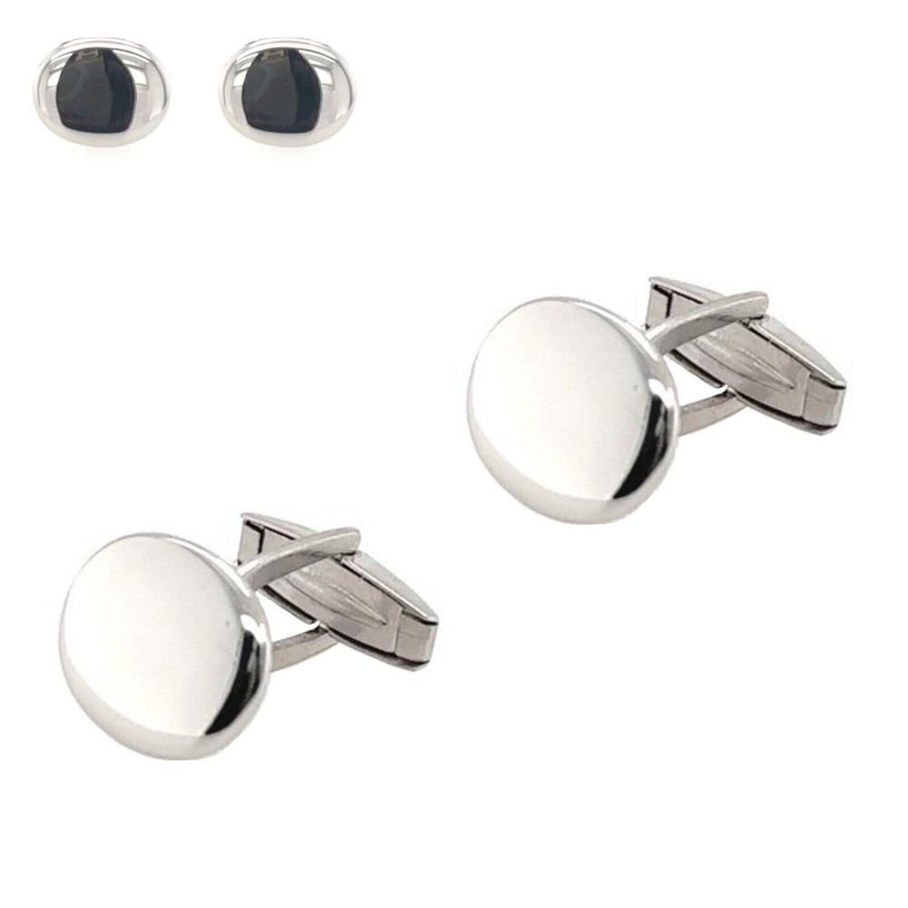 925 Sterling Silver Italy Oval Cufflinks
