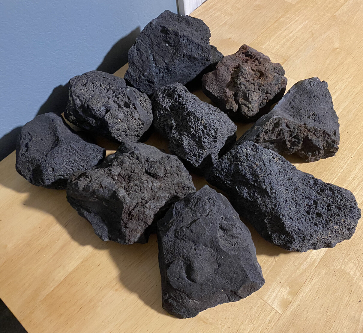 15 lbs. LARGE 6-8” Black Lava Rock (Approx. 15-18) Fire Pit -R&D Rock and Stone