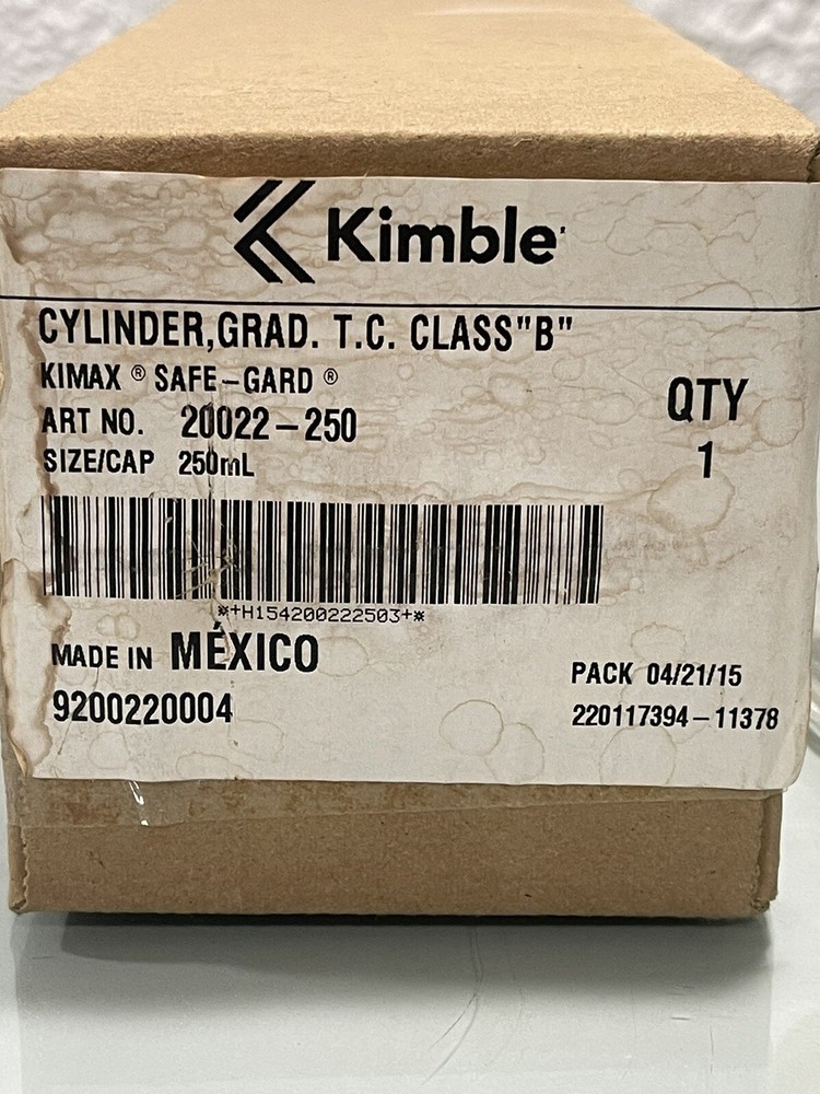 Kimble Cylinder Kimax Safe Guard Class B 250 ML.