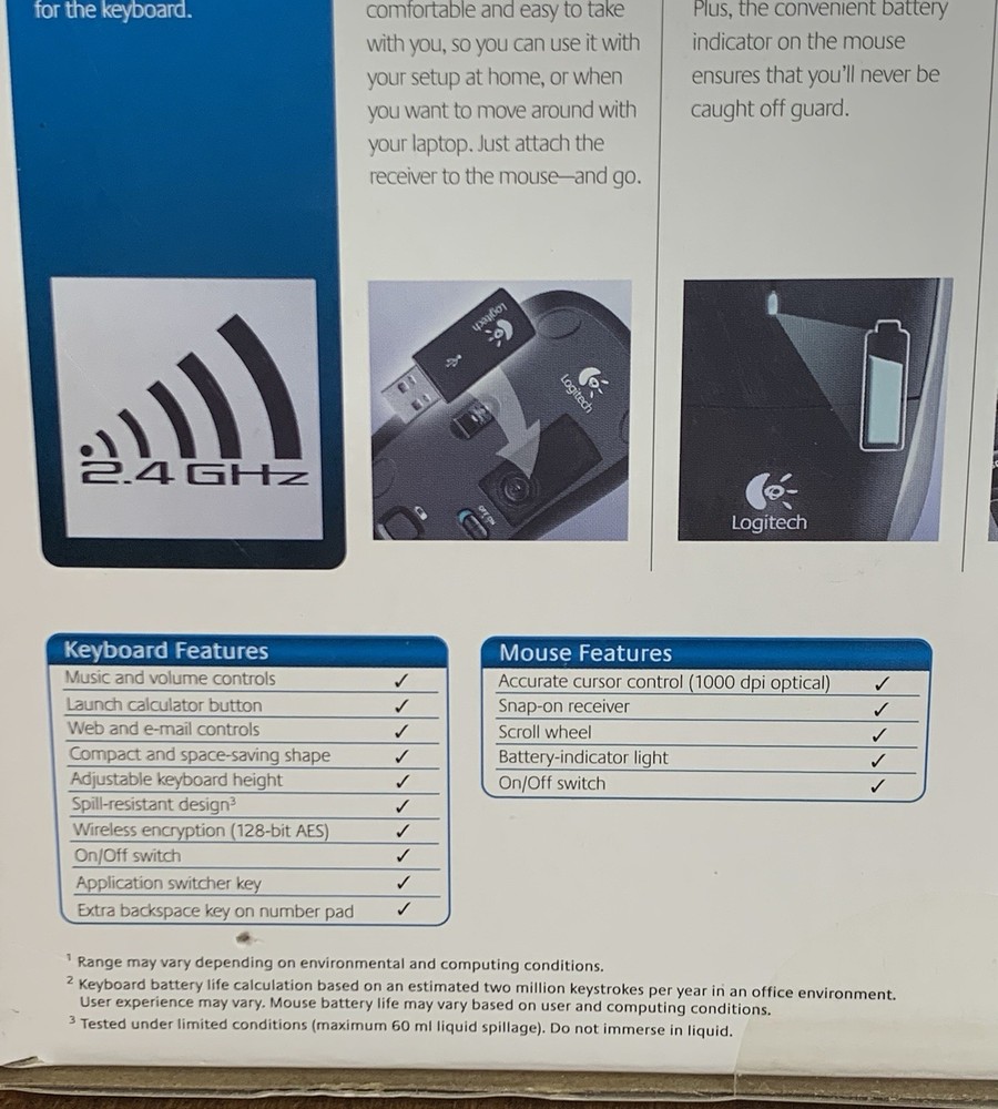 Logitech MK320 Wireless Combo Keyboard & Mouse 24GHz Encrypted Wireless Connect
