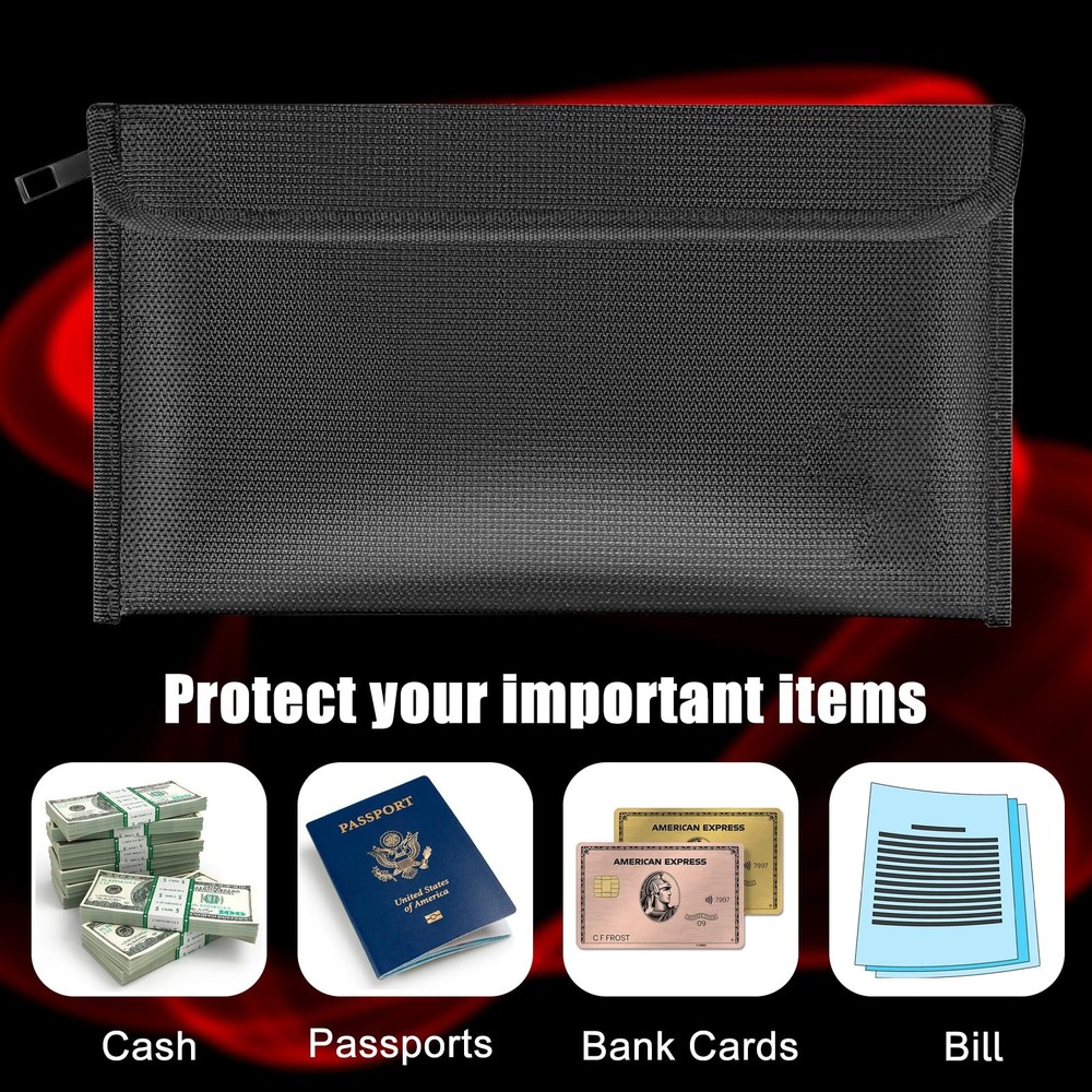 Fireproof Money Bag, Small Fireproof Document Bags, Waterproof and Fireproof ...
