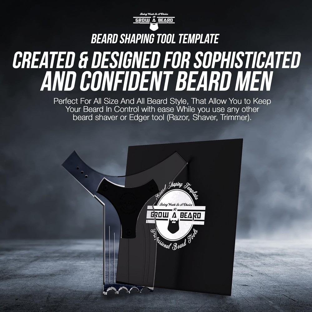 Beard Shaper & Shaping Tool for Men, Lineup Guide Template, Black