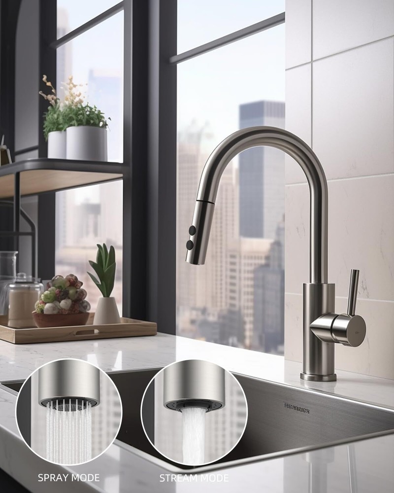 Pull Down Kitchen Faucet Head Replacement, 2 Function Pull Out Sink Spray Head