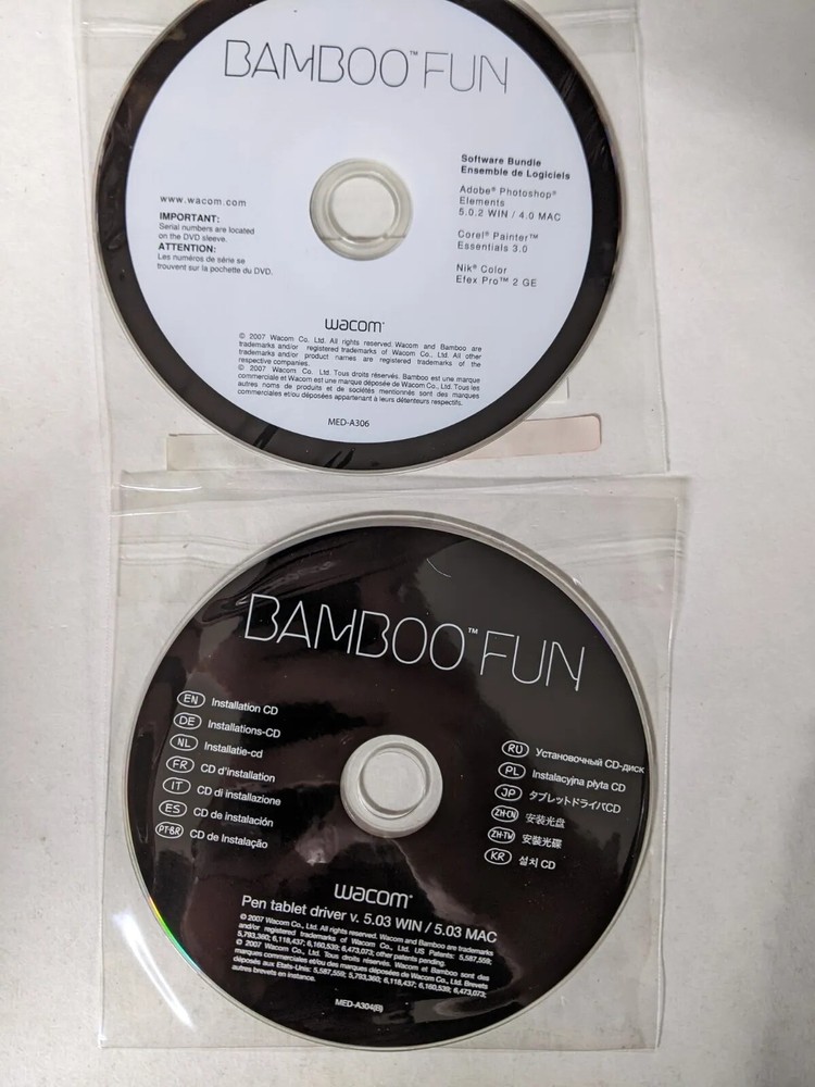 Wacom Bamboo & Bamboo fun Tablet Driver CD DVD Software