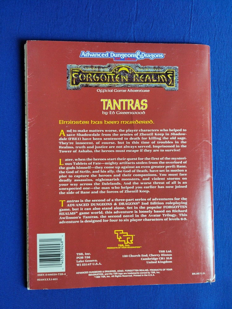 AD&D Tantras with Map Adventure Module - Forgotten Realms 9248