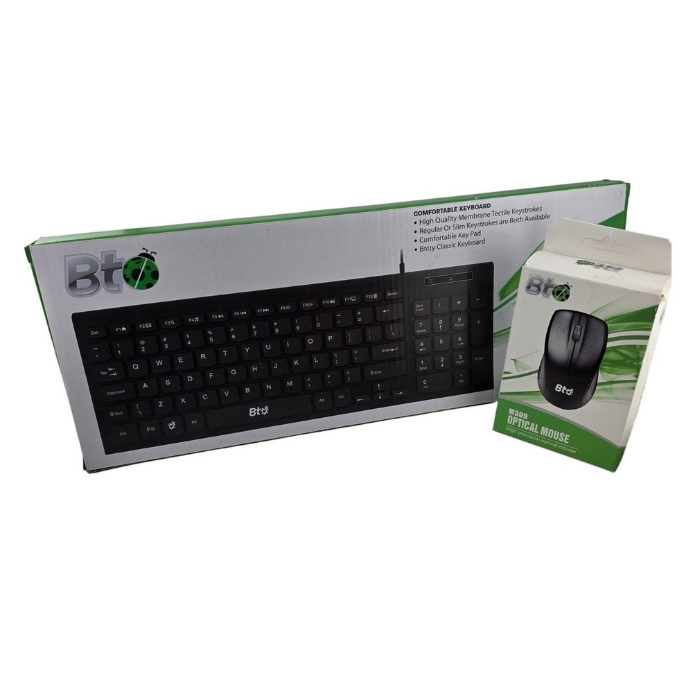 BT Wired Optical Mouse and Keyboard Set USB Full Size