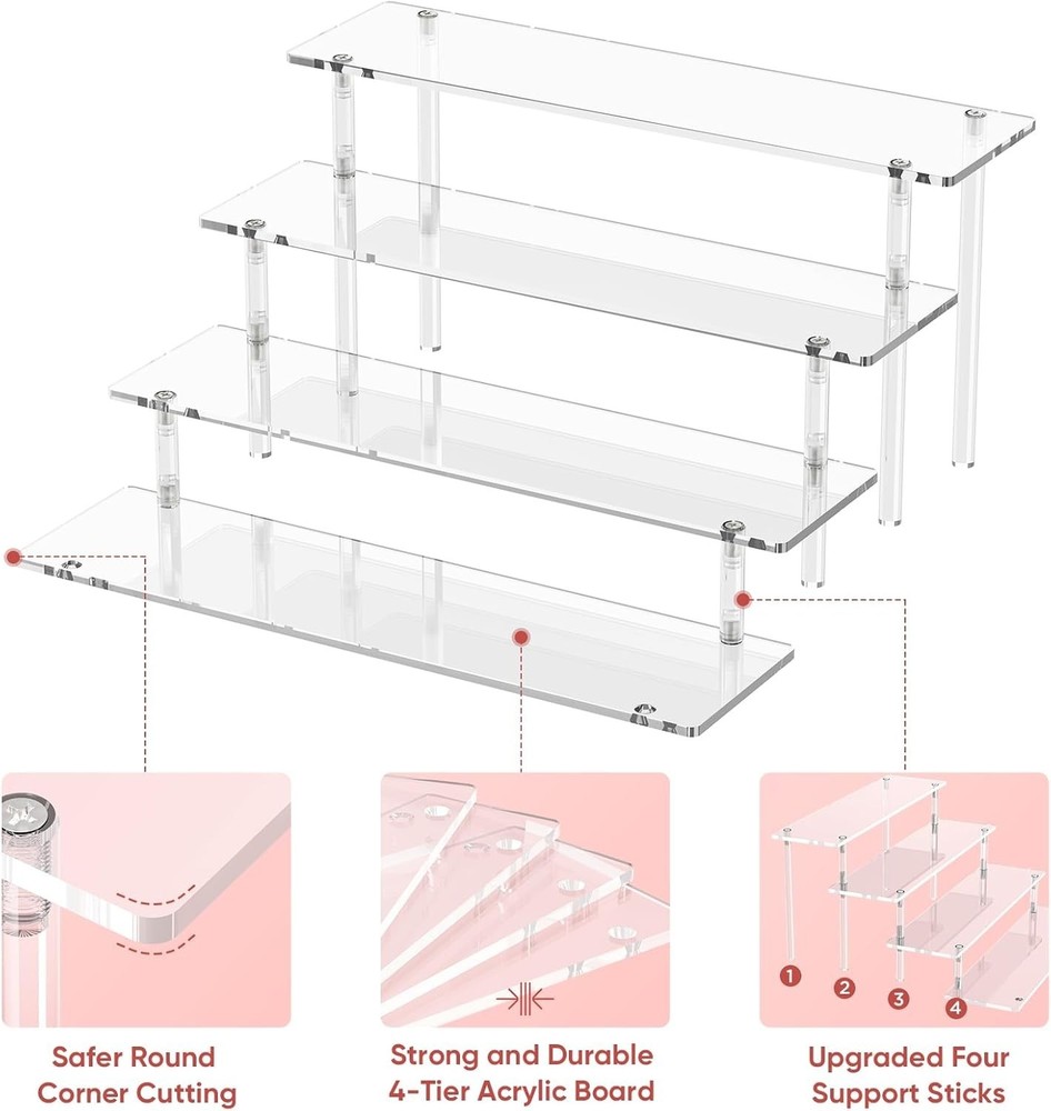Acrylic Display Riser Stand Shelf Clear 4 Tier Cupcake Perfume