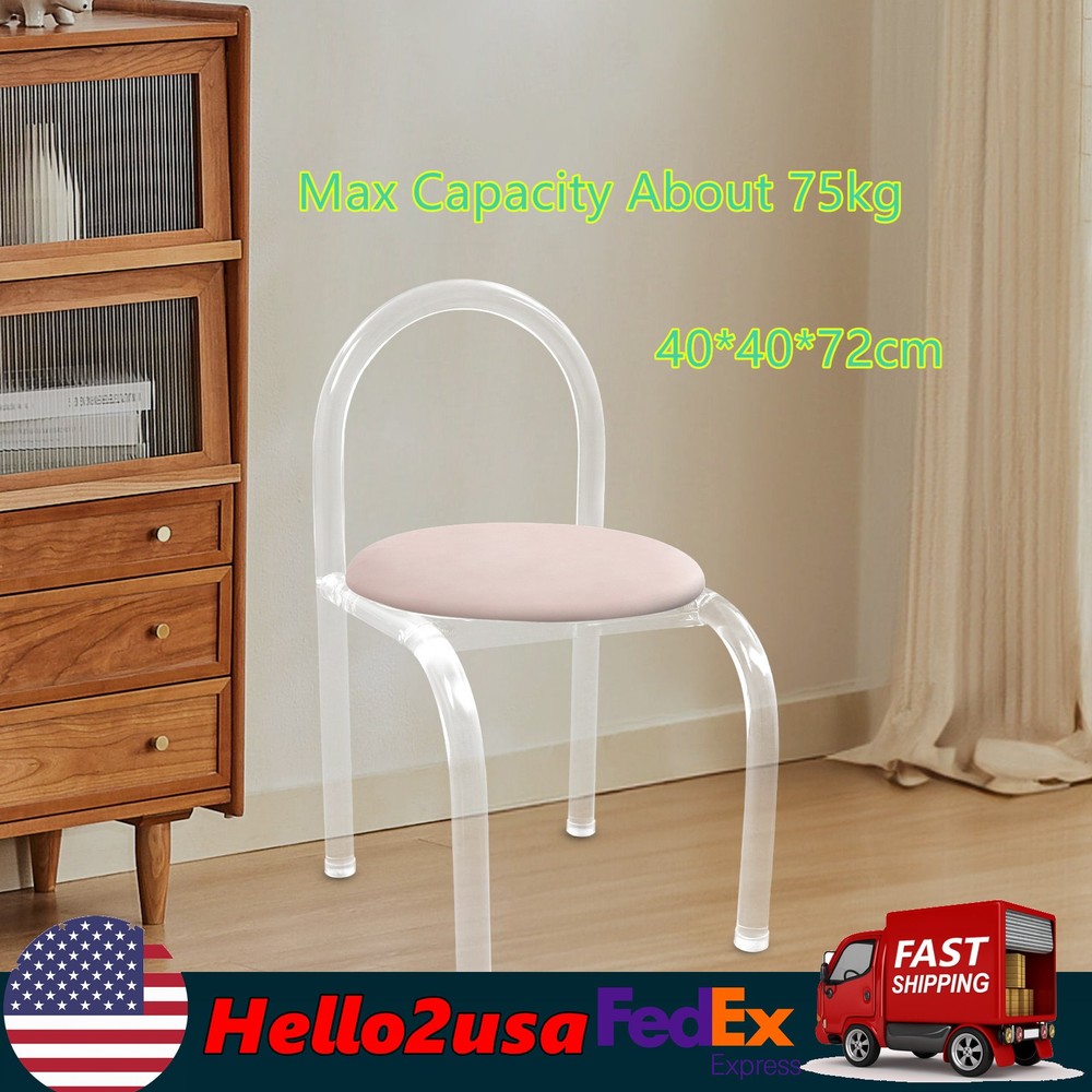 Makeup Stool Modern Minimalist Multi-functional Vanity Acrylic Chair w/ Cushion