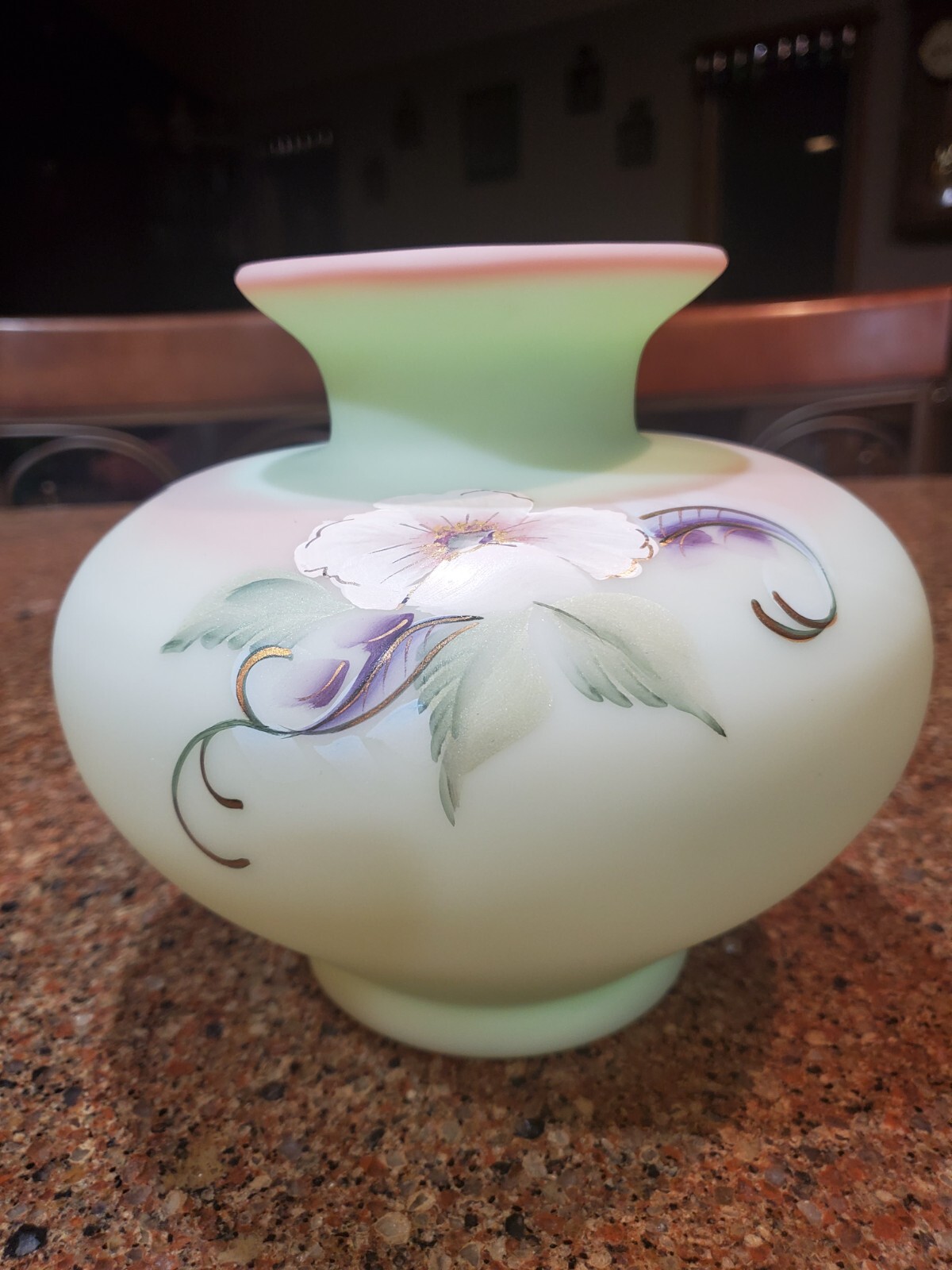 2006 Fenton Lotus Mist Hibiscus Garden Vase LE