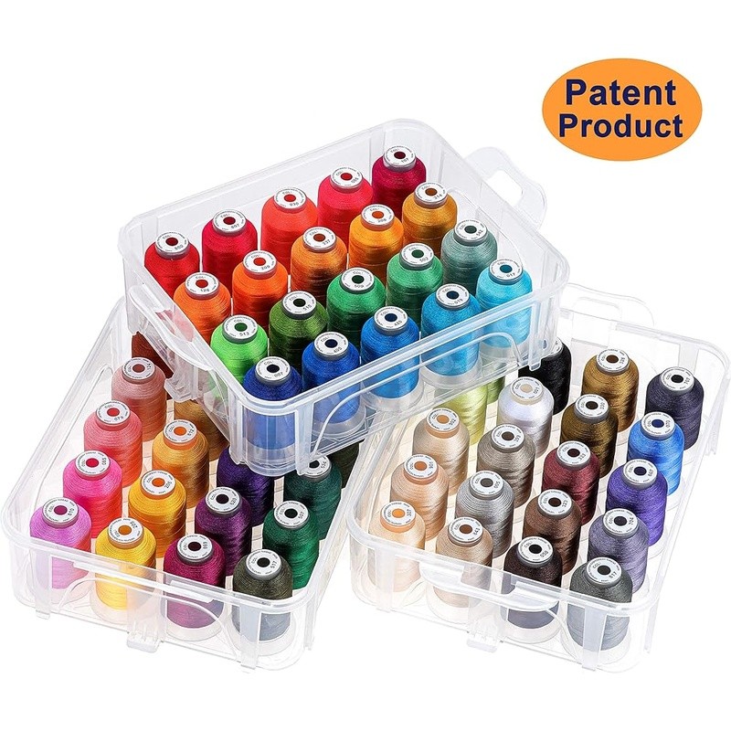 60 Spools Polyester Embroidery Thread W/ Storage Box Thread Snips Color Chart US