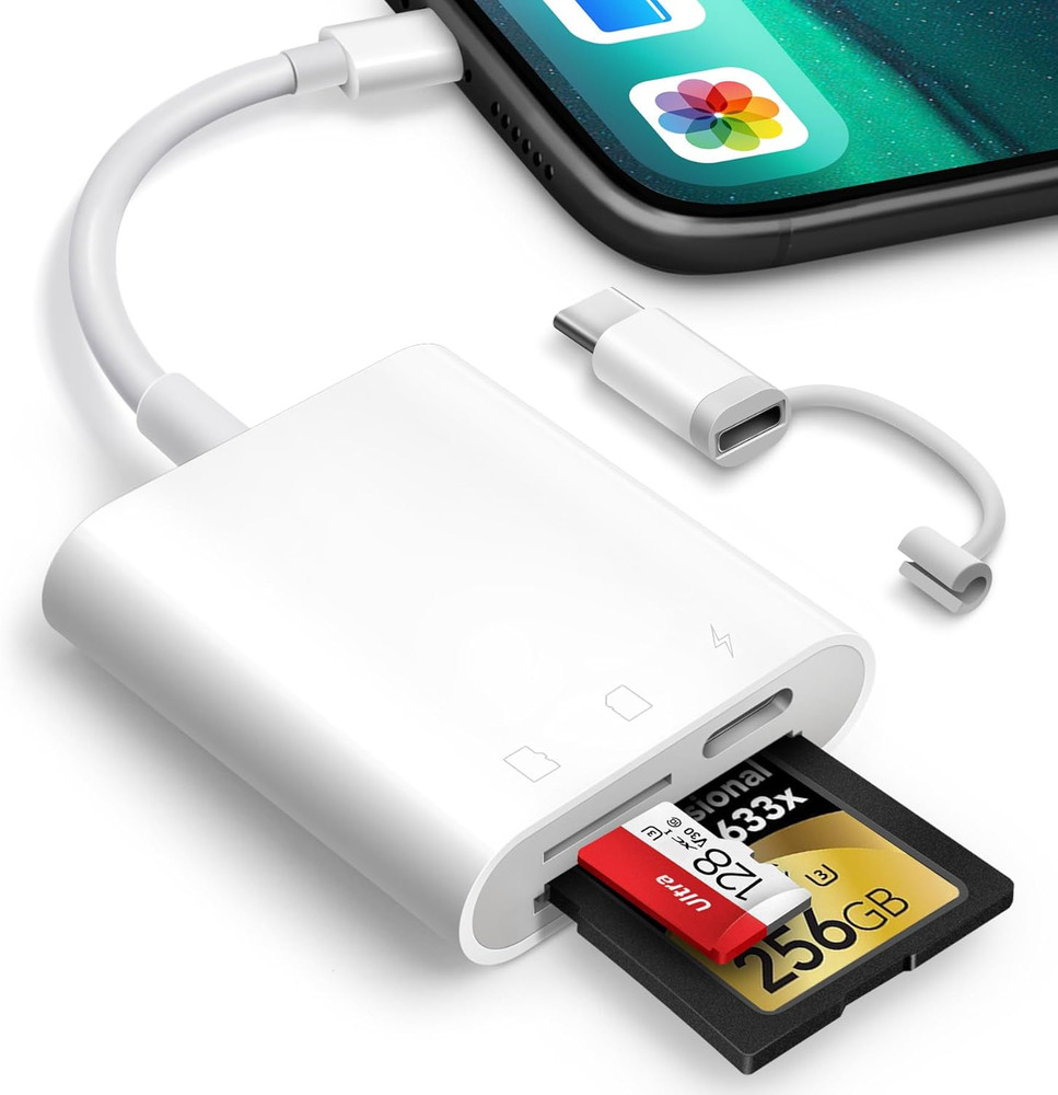 SD Card Reader for Iphone Ipad, Digital Trail Camera SD Card Viewer with Dual S