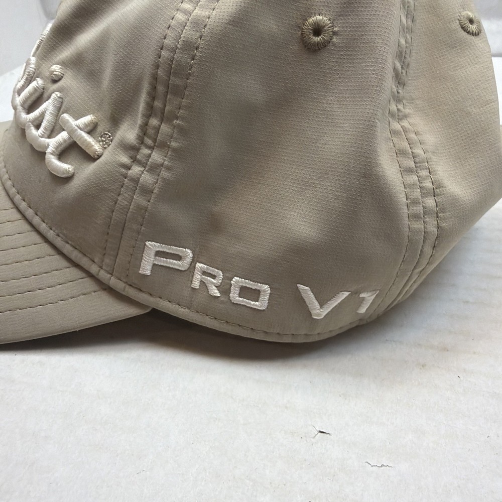 Titleist FJ Pro V1 Golf Hat Cap Beige Adjustable Polyester Spandex