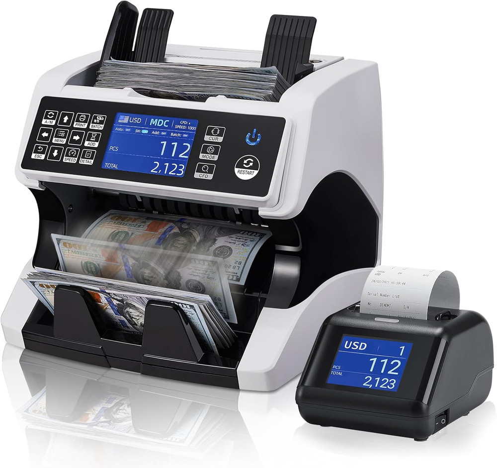 Advanced Money Counter with External Display, Printer & Counterfeit Detection