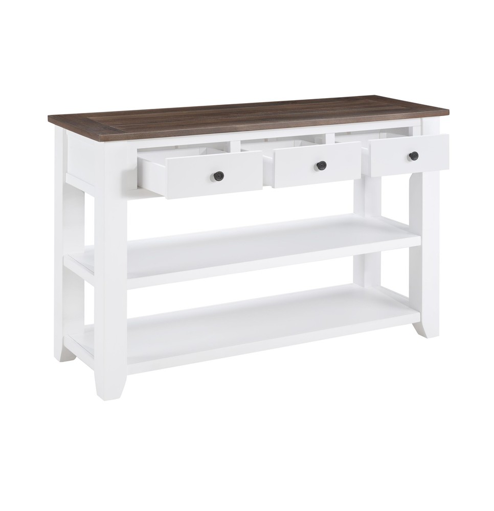 Vintage Style Console Table 2 Open Shelves | Solid Pine Wood Entryway Hall Table