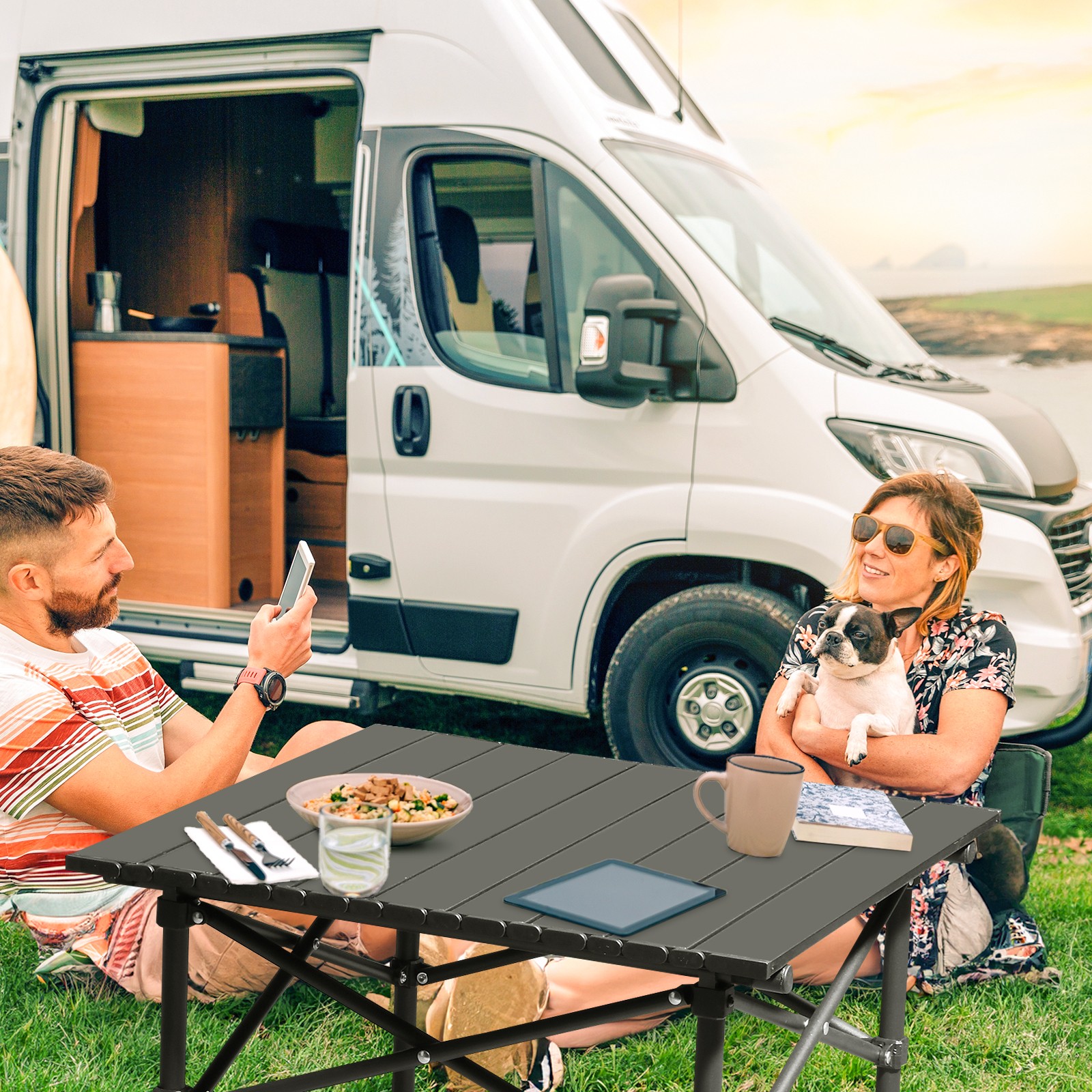 Portable Folding Camping Picnic Table Carbon Steel with Carry Bag for Outdoor