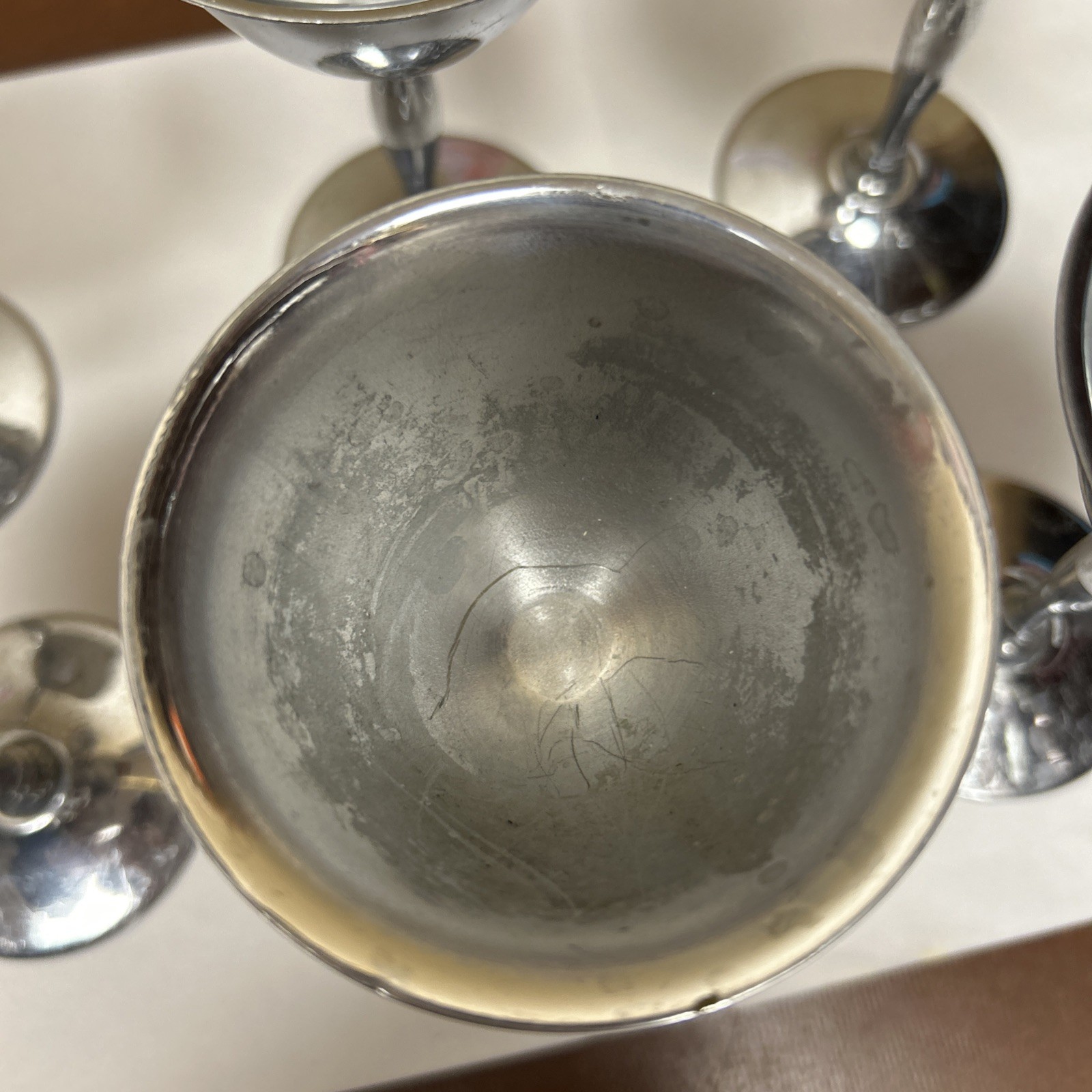 6 Stainless/Chrome-Wine/Champagne Goblets-READ