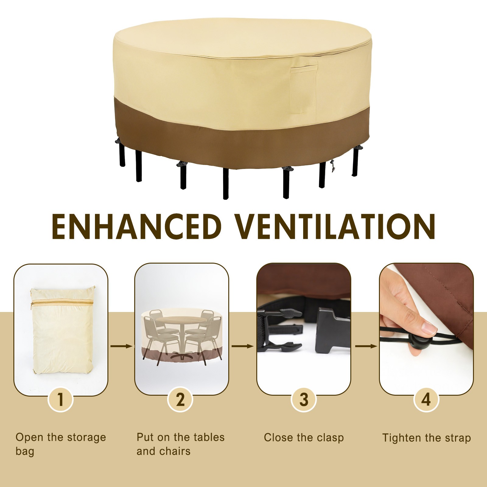 Outdoor Patio Round Furniture Cover Waterproof Windproof Table Chair Set Covers