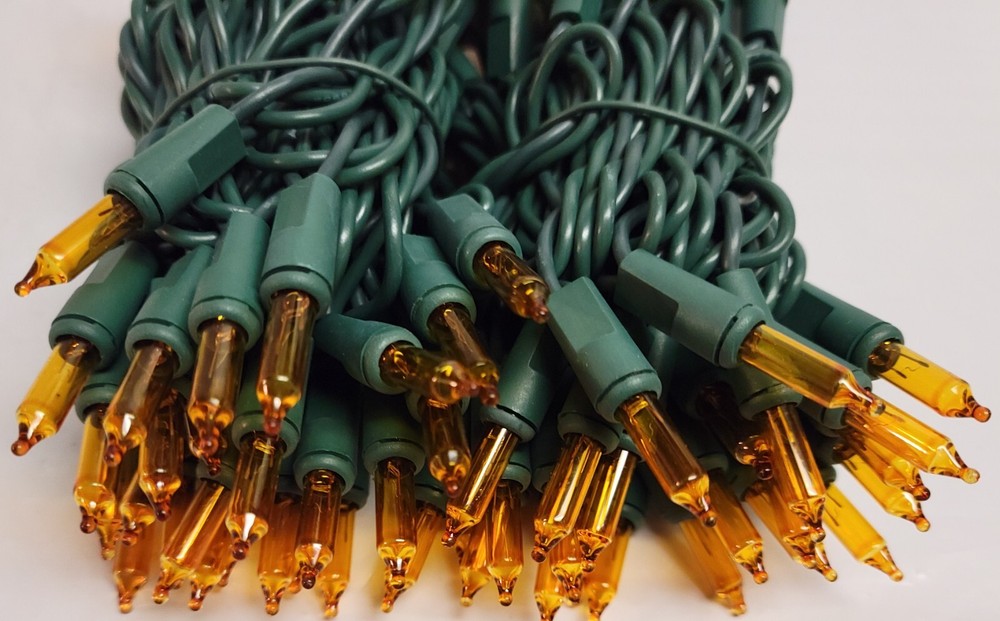 2 BOXES GE 100-CT STRING-A-LONG GOLD STRING LIGHTS - GREEN WIRE HOLIDAY MINI