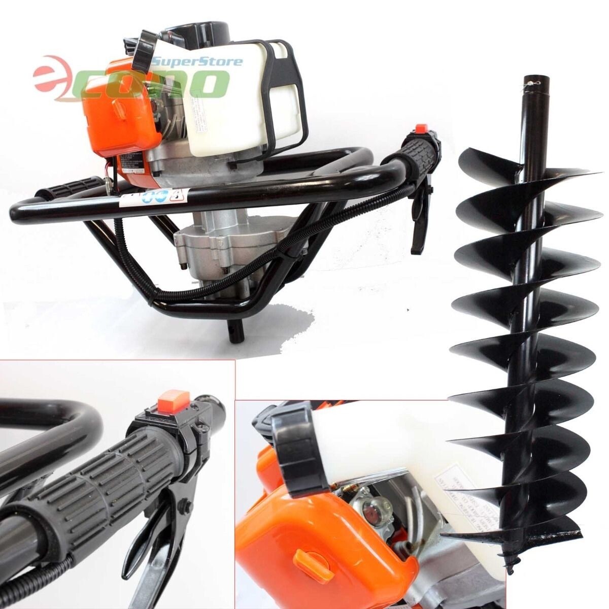 One Man 52cc Gas Power Earth Post Hole Auger Machine 10" x 1M 4Hard Soil Bit EPA