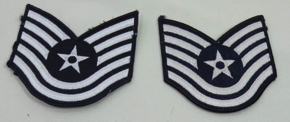 United States Air Force Technical Sergeant E - 6 Chevron 2 Patches Blue & White