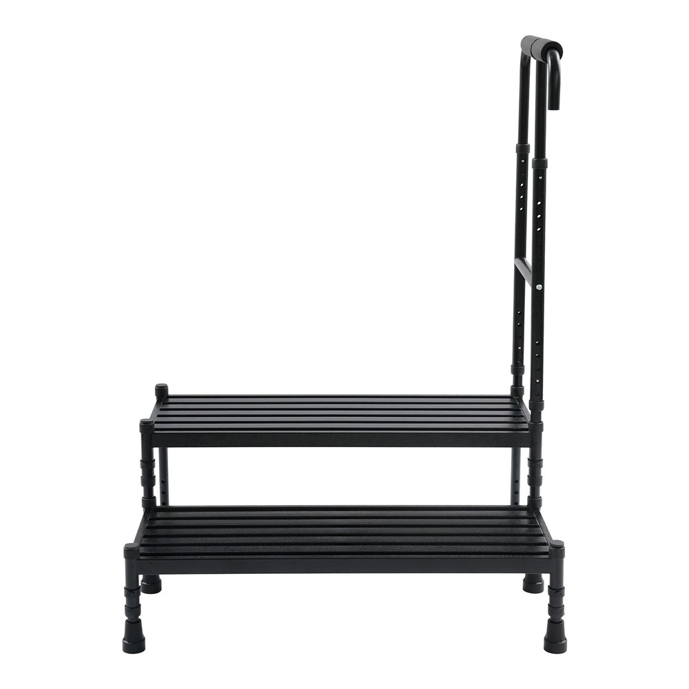 2-Step Stool with Adjustable Handle, Sturdy Metal Design for Safe Use