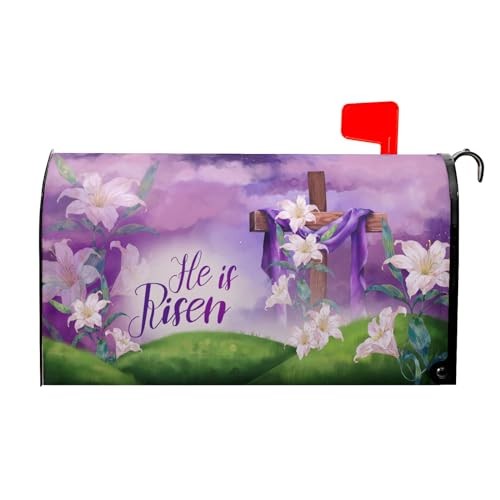Easter He is Risen Mailbox Cover - Magnetic Happy Easter Mailbox Wrap -