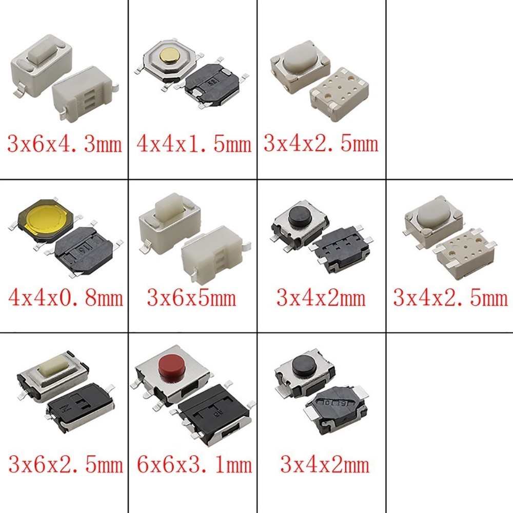 250* Values Tactile Push Button Switch Micro-Momentary-Tact-Assortment Kit