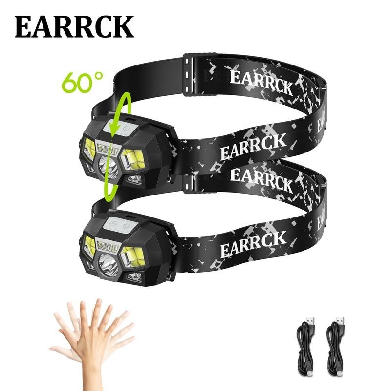 2 Pack LED Rechargeable Waterproff Headlamp, 8 Modes, Motion Sensor Switch