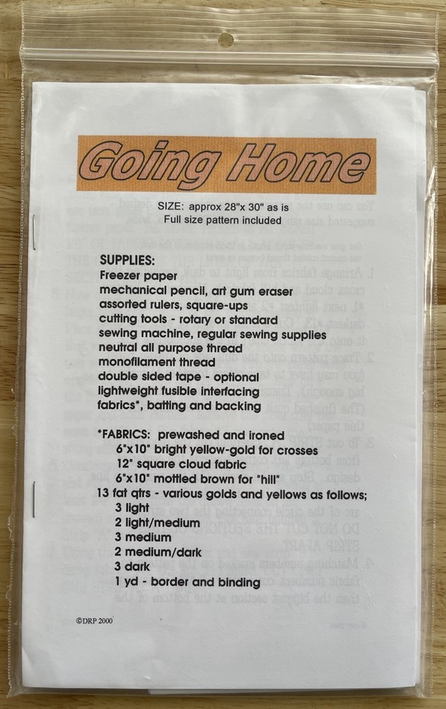 Apple Butter Crafts GOING HOME Paper Pieced Wallhanging Pattern