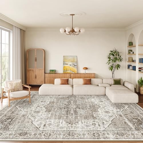 Washable 8x10 Area Rug - Large Soft Rugs for Living Room Vintage Stain