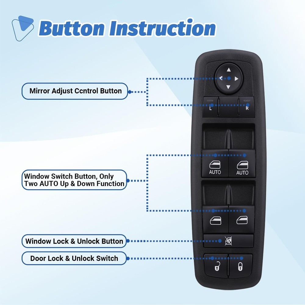 AiYiGu Power Window Switch Main Control Button Compatible with Black