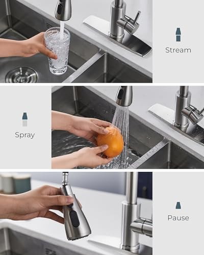 Kitchen Faucets with Pull Down Sprayer High Arc Brushed Nickel Traditional