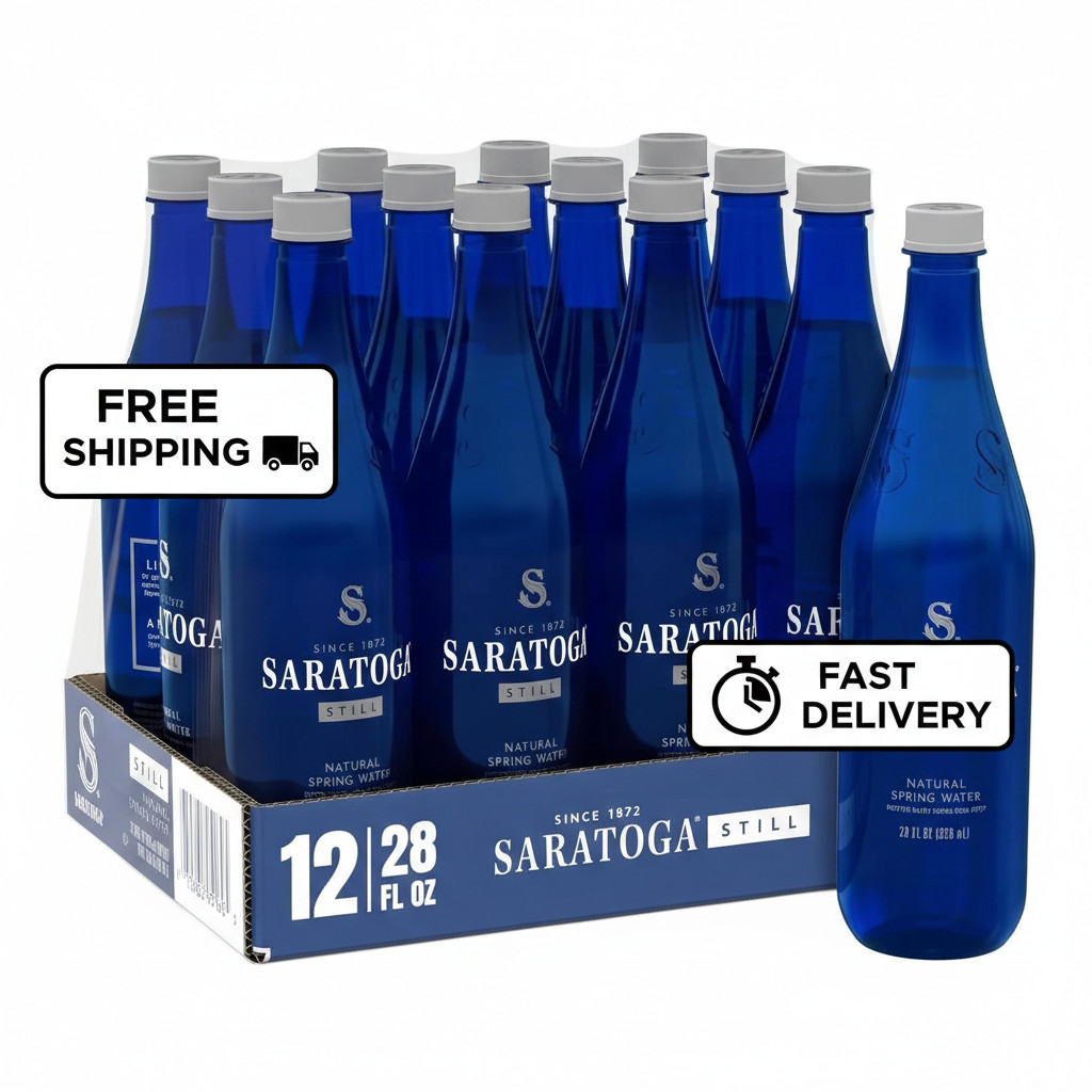 Saratoga Sparkling Water Bottles, 12-Pack – Carbonated 28 Fl Oz (Pack of 12)