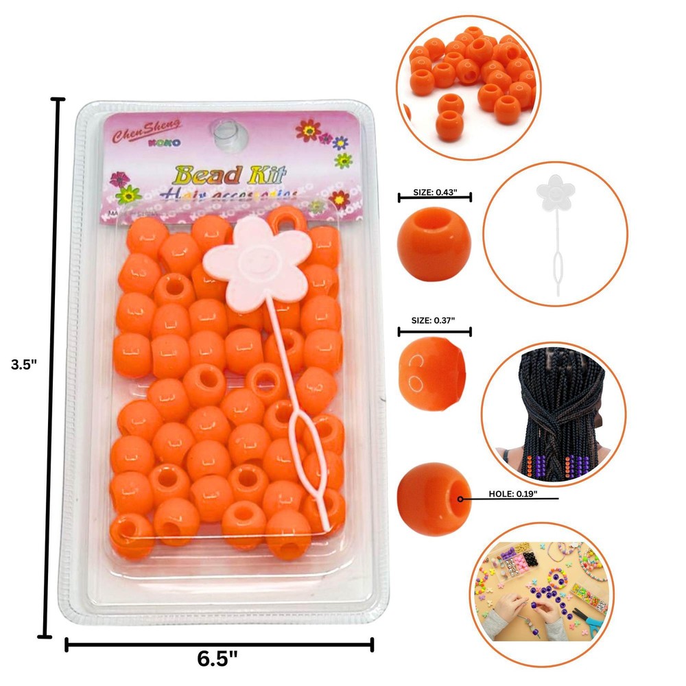 Deluxe Large Orange Bead Kit: 50 Pack