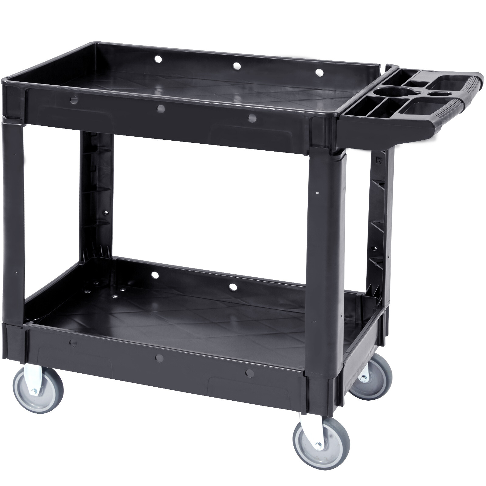 VEVOR 40 X 17 in Service Utility Cart 2-Shelf 550LBS Rolling Cart Swivel Wheels