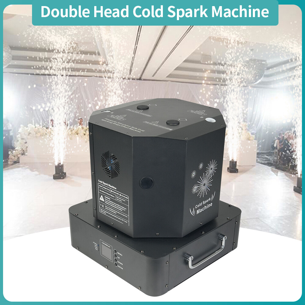 2X 1500W Spin Double Head Cold Spark Machine Double DMX Sparkler Machine