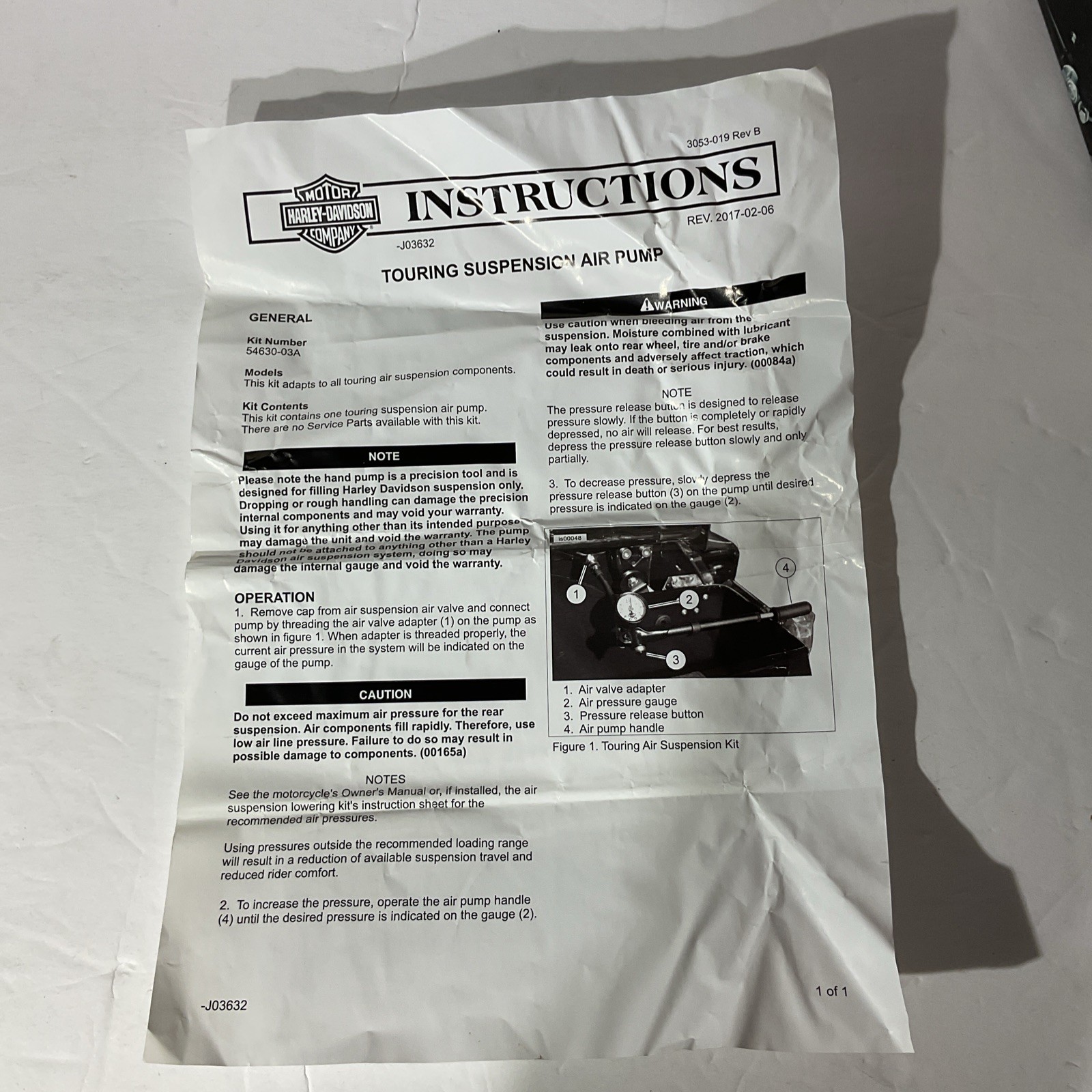 Genuine OEM Harley Davidson Touring Suspension Air Pump P/N 54630-03A