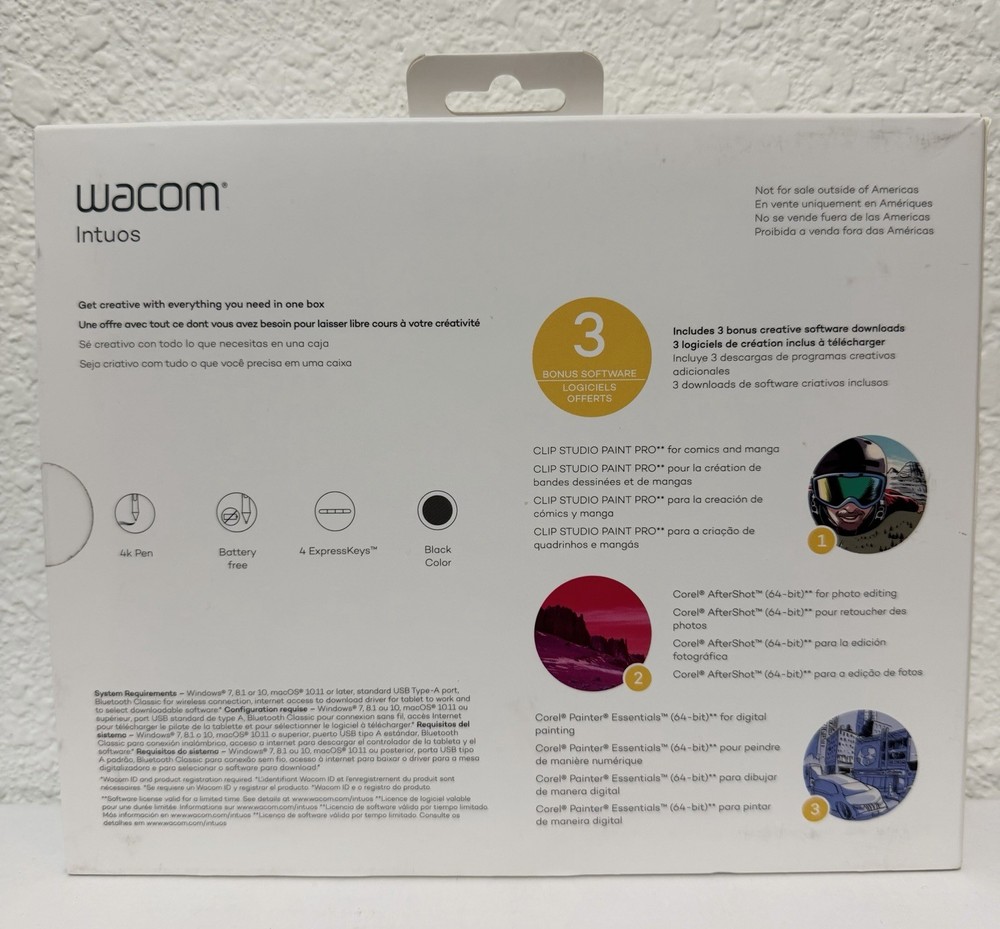 Wacom Intuos Small Wireless Bluetooth Graphics Tablet Black, CTL4100WL/K0-AA