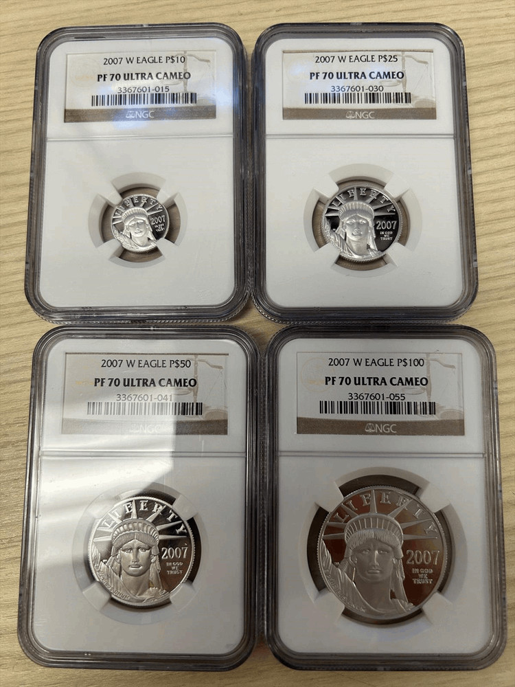 2007 4 coin Proof Platinum Eagle Set NGC PF 70