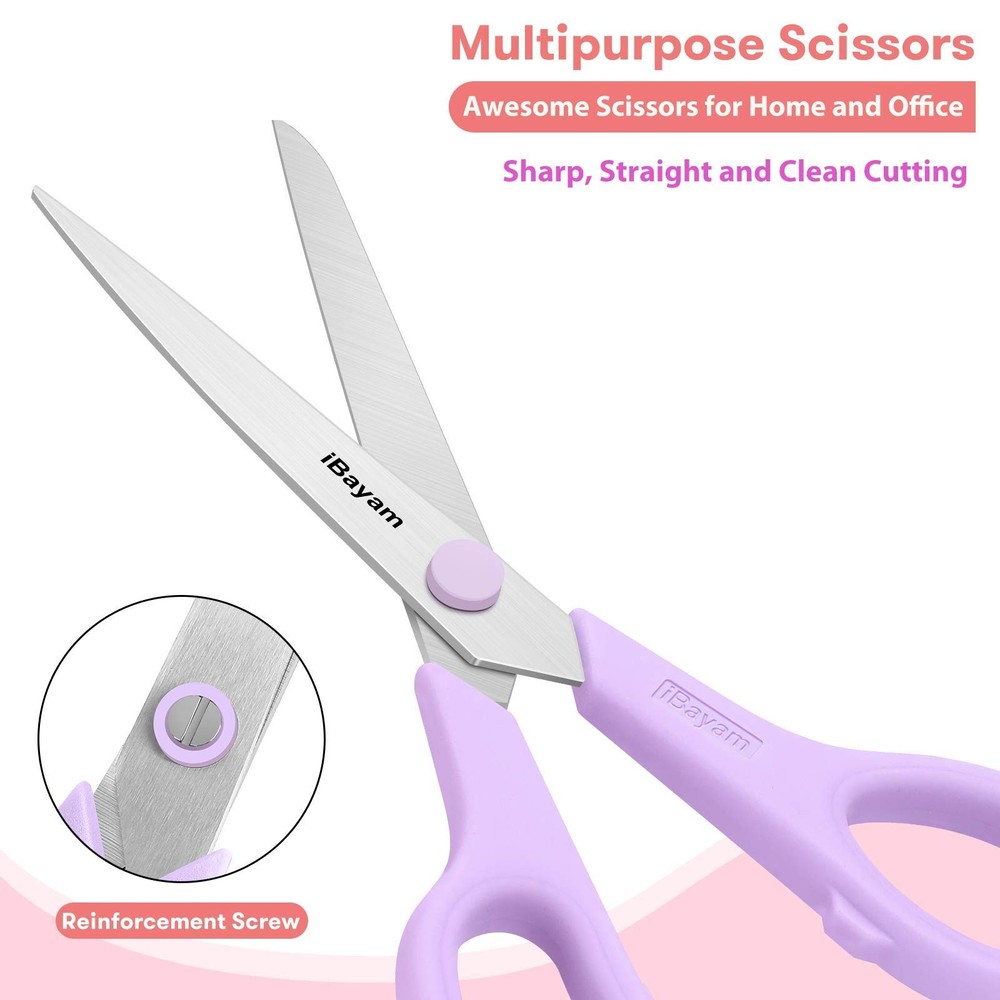 Scissors, 8" All Purpose Scissors Bulk 3Pack, Ultra Sharp 2.5mm Thick Blade S...