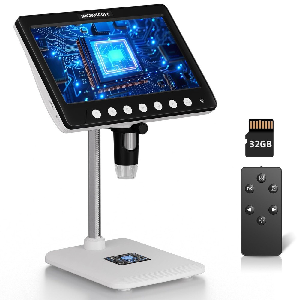Coin Microscope for Error, 7'' LCD Magnifying Glass with Light, 1200X White1