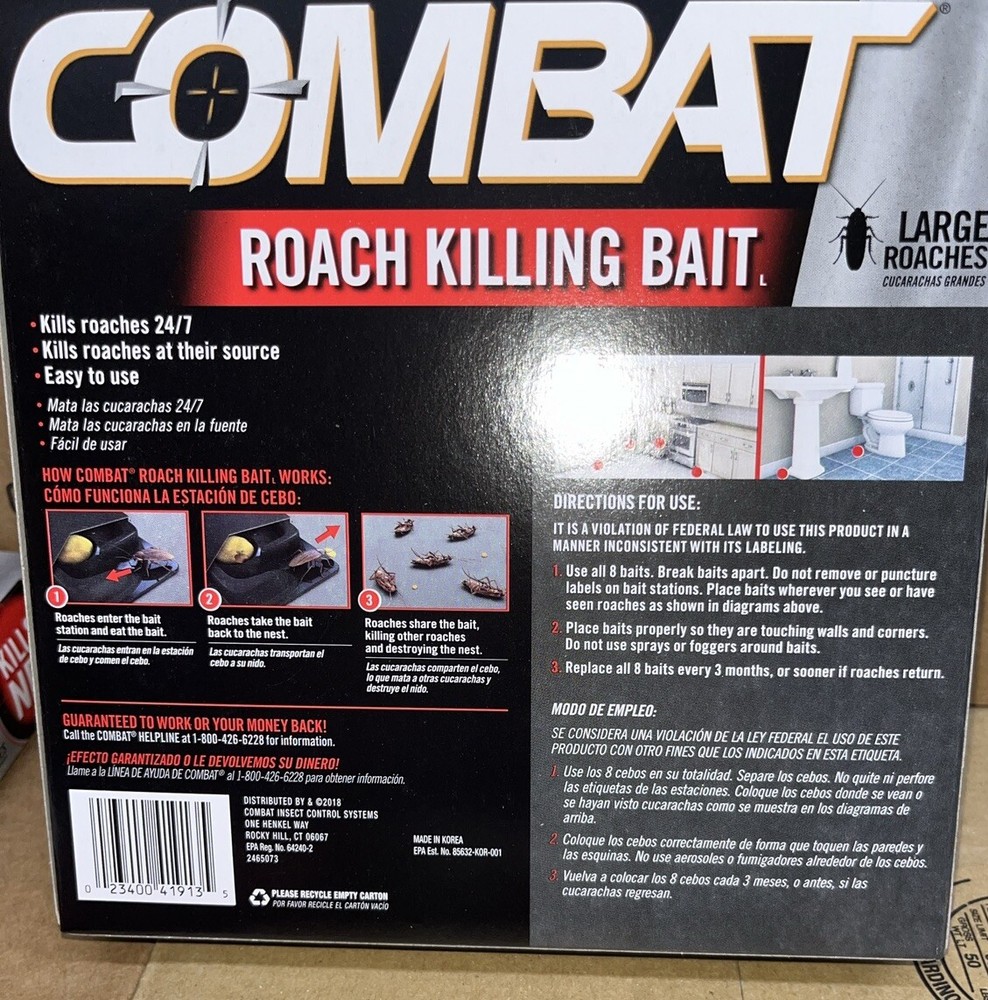 4 pack COMBAT Roach Killing Bait for Large Roaches - 32 Count.total