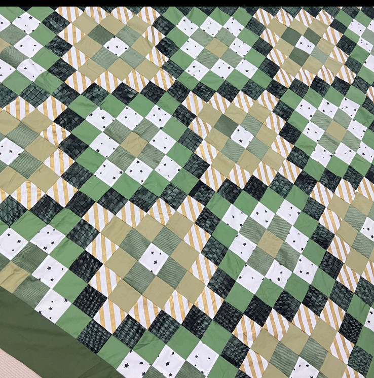 Irish Chain Handmade Cotton Queen Patchwork quilt top/topper