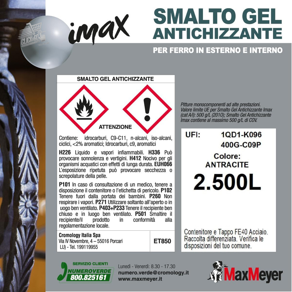 Antiquizing Solvent Anti-Rust Iron Enamel ANTHRACITE 2.5L