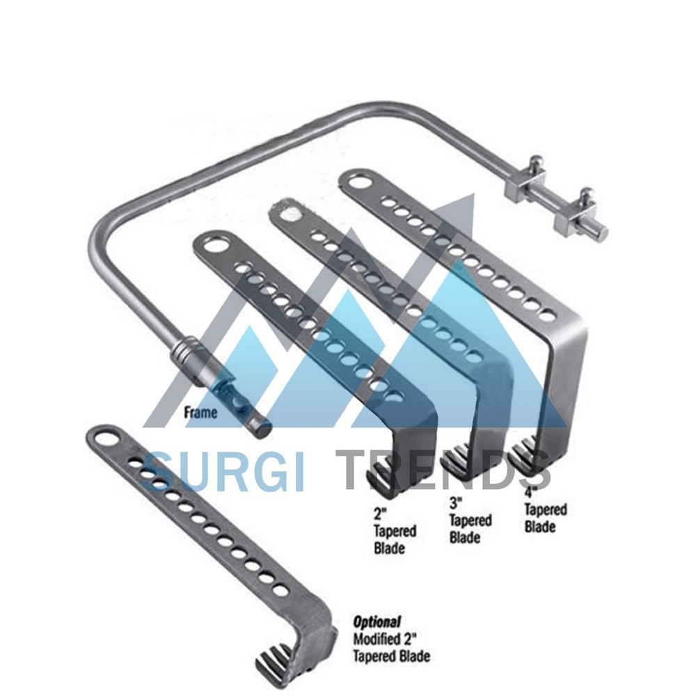 surgical charnley hip retractor set with locking frame