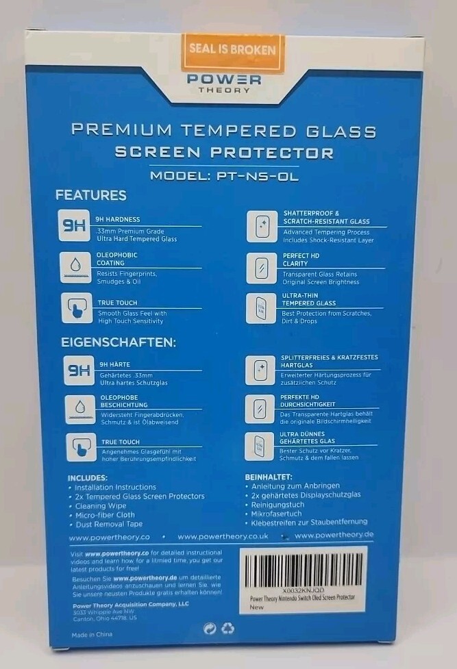 Power Theory Designed for Nintendo Switch 7" Screen Protector Tempered Glass New